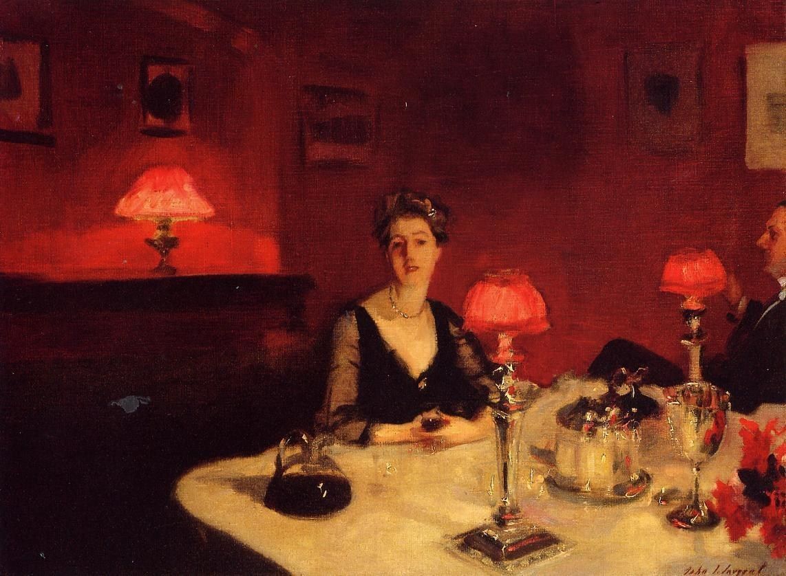 John Singer Sargent A Dinner Table at Night
